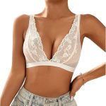 Women's Lace Bras Deep V Neck Wireless Bra Comfort Everyday Bralette