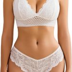 Women’s 2-Piece Lace Everyday Bra and Panty Set – Soft Wireless Comfort Underwear
