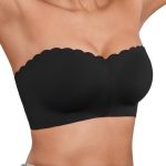 Strapless Bras for Women, Front Closure Anti-Slip Comfortable Bandeau Top, Wavy Edge Padded Bra